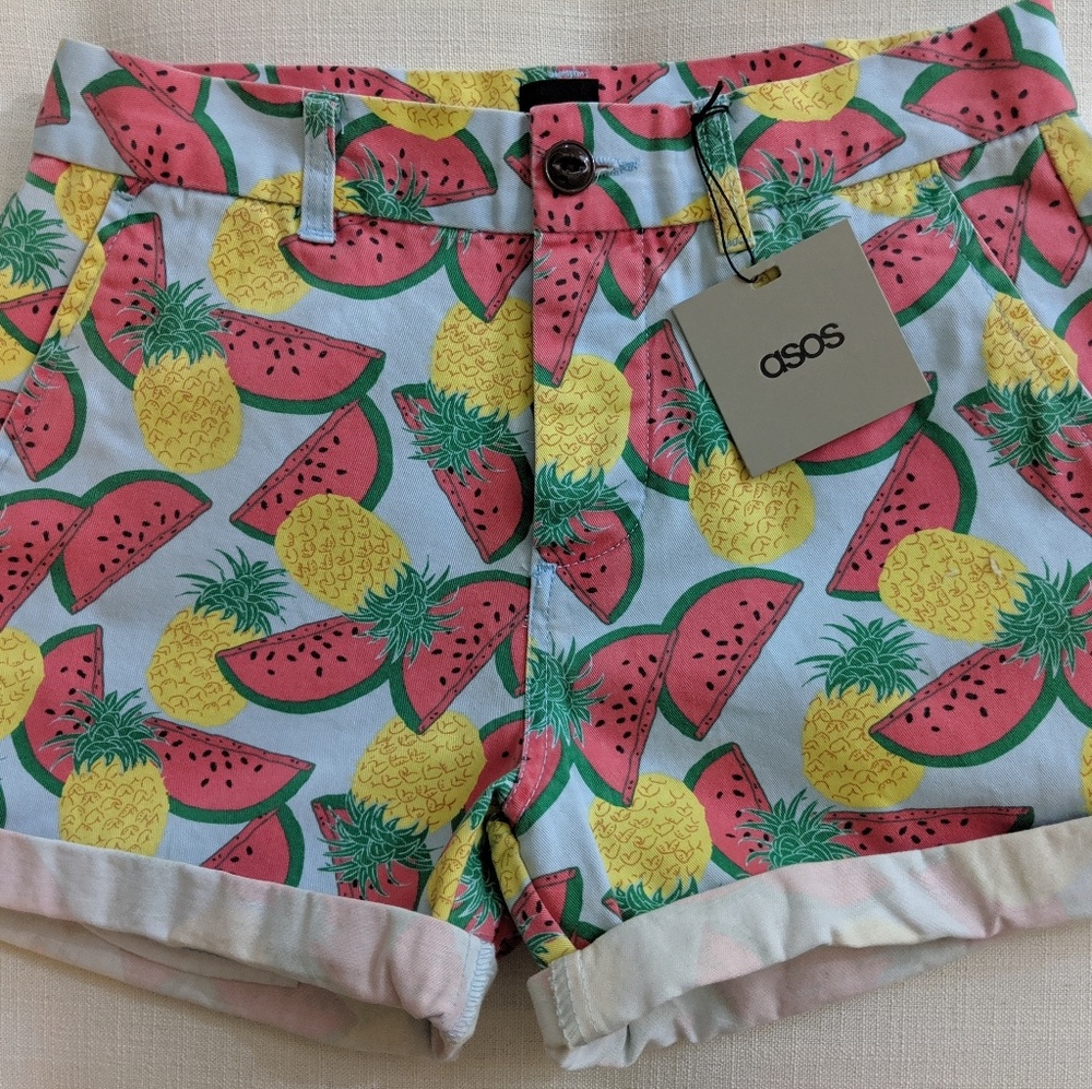 ASOS Watermelon and Pineapple Jean Shorts Size 4